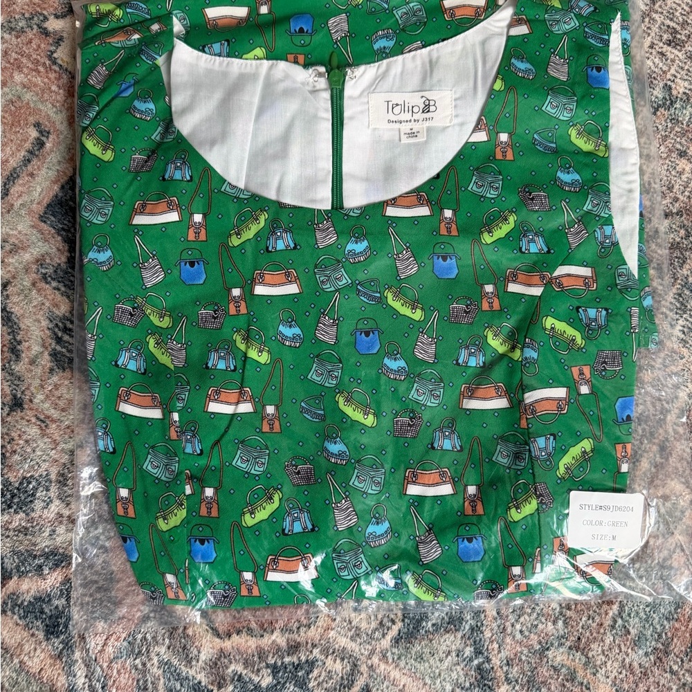 Green Sleeveless Printed Midi Dress - Picture 6 of 8